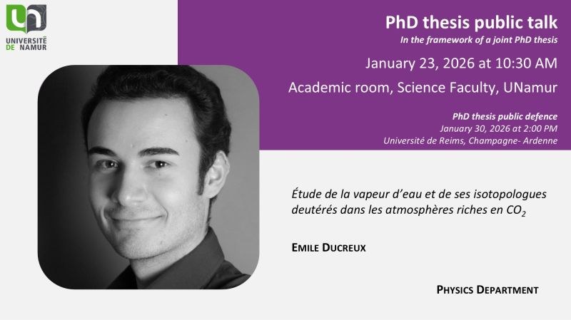 Public thesis defence in physics (Emile Ducreux) as seminar talk