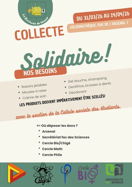 Récolte de produits d'hygiène et de soin du 31 mars au 14 avril 🧼