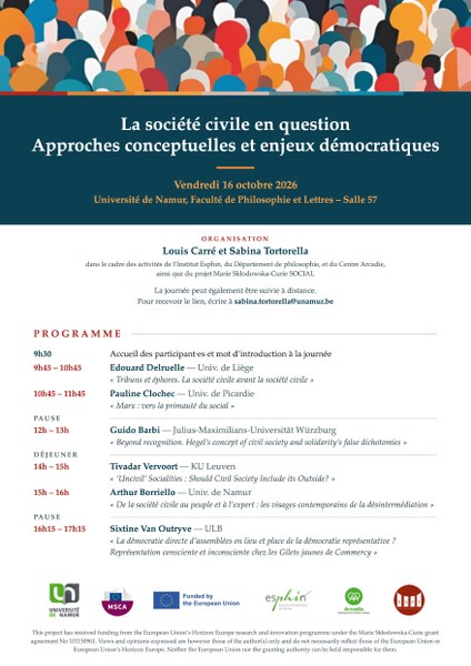 Journée d’études : « La société civile en question. Approches conceptuelles et enjeux démocratiques »