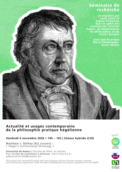 Séminaire de recherche - Actualité et usages contemporains de la philosophie pratique hégélienne