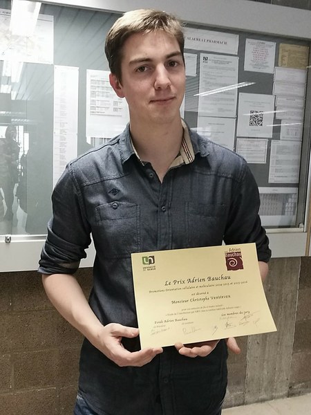 Un étudiant en biologie de l’UNamur reçoit le Prix Adrien Bauchau