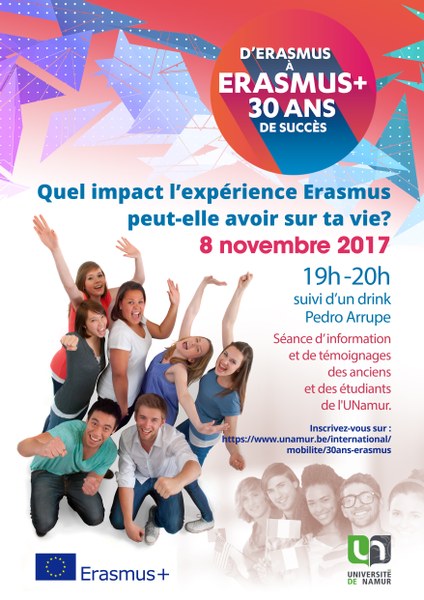 30 ans d’Erasmus : une soirée à l’UNamur le 8 novembre 