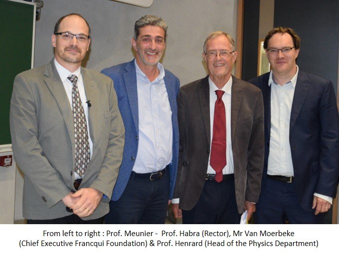 Chaire International Francqui Professor - Leçon Inaugurale du Professeur Vincent Meunier à l'Institut NISM