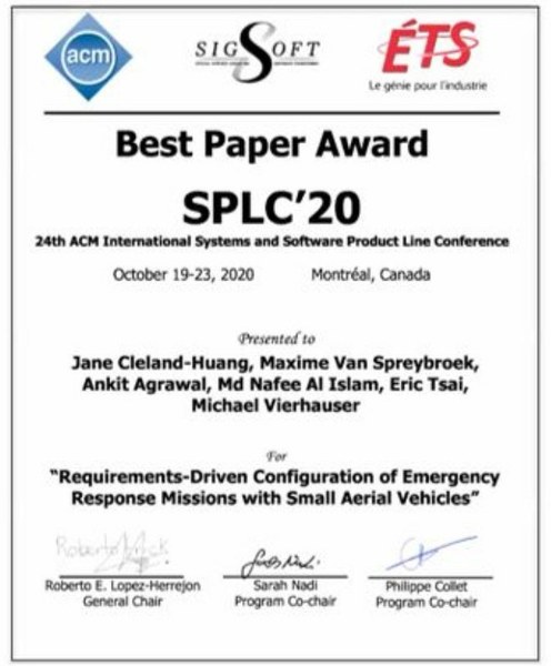 Best Paper Award SPLC 2020