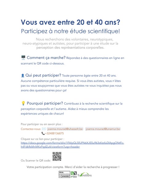 Vous avez entre 20 et 40 ans ? Participez à une étude scientifique passionnante sur la perception des représentations corporelles !